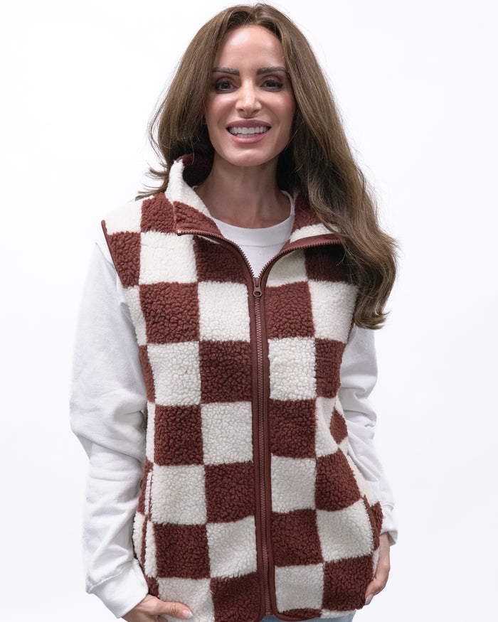 Checkered Sherpa Vest