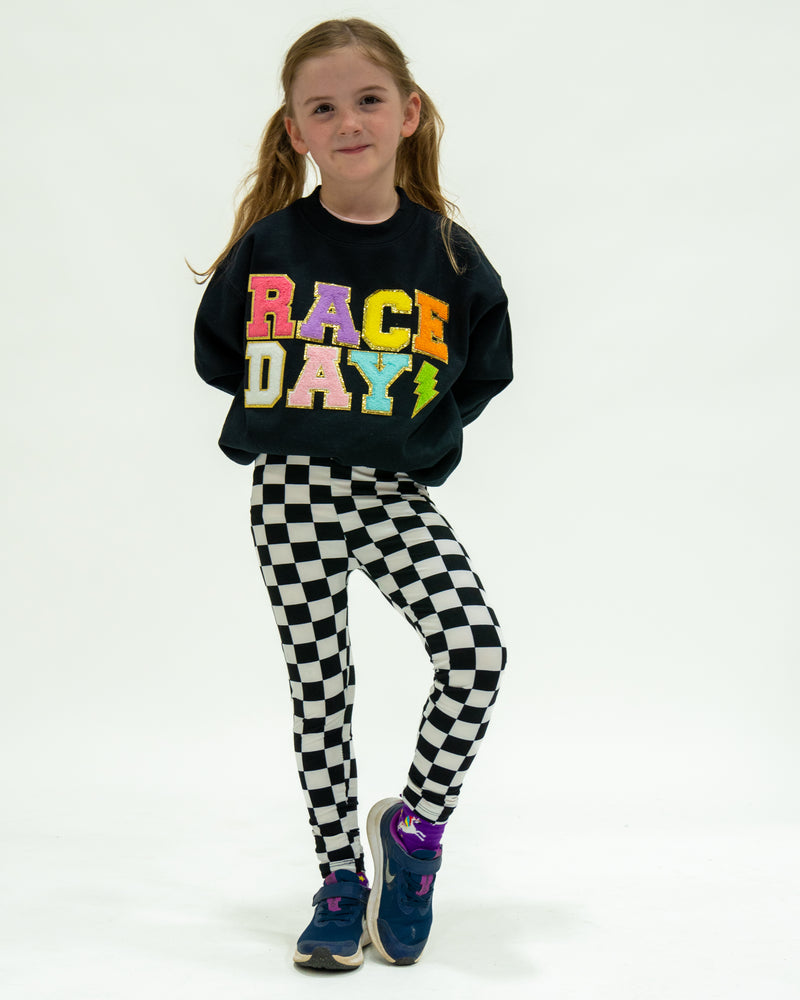 Chasing Checkers Youth Leggings - White