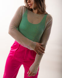 Dixie Mesh Rhinestone Top - White