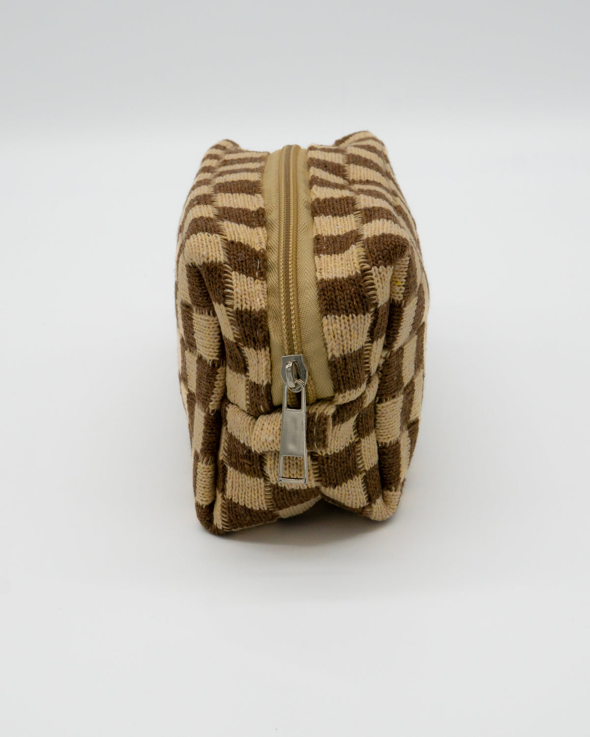 Checkered Pouch - Brown