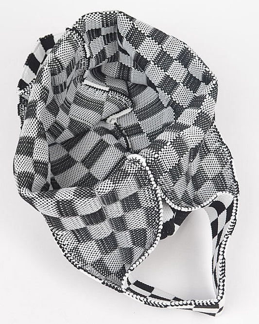 Knitted Checkered Tote Bag By GY Studios