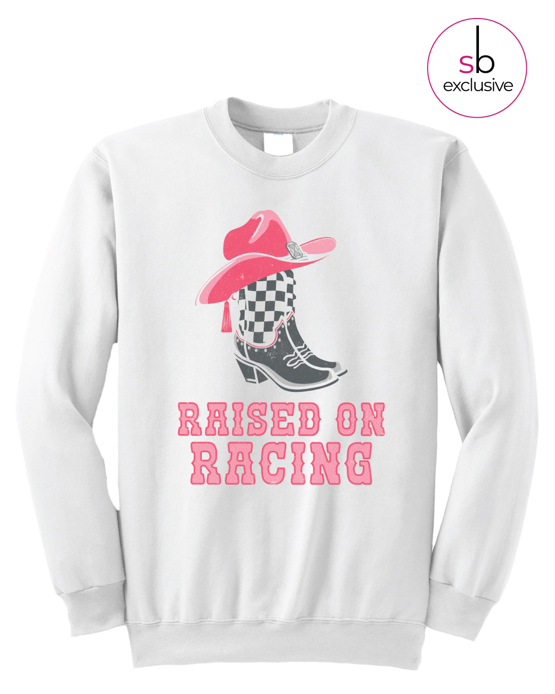 Raised on Racing Crewneck - White