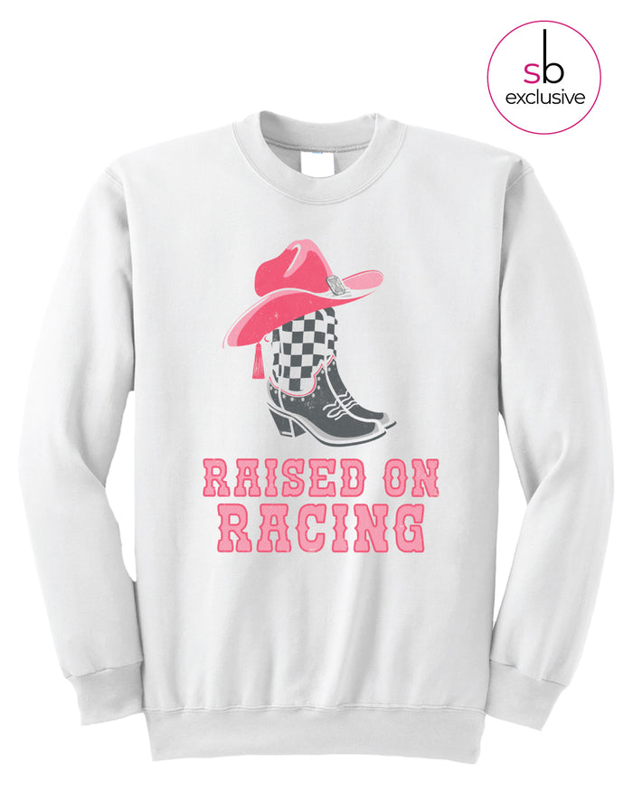 Raised on Racing Crewneck - White