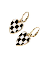 Checkered Heart Drop Earrings