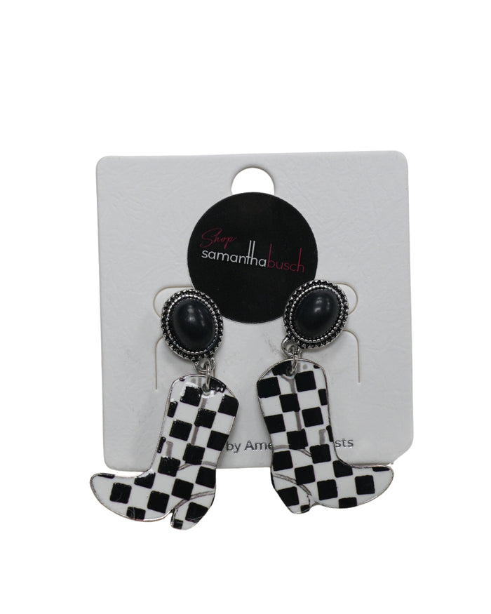 Race Day Rodeo Earrings - Black Marble
