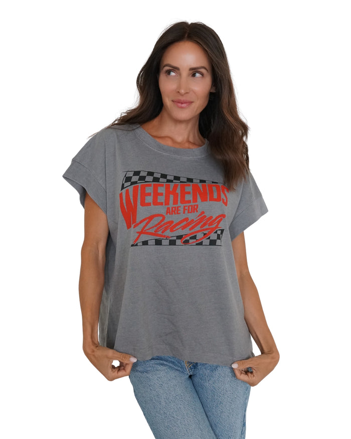 Weekends Are For Racing Tee - Grey