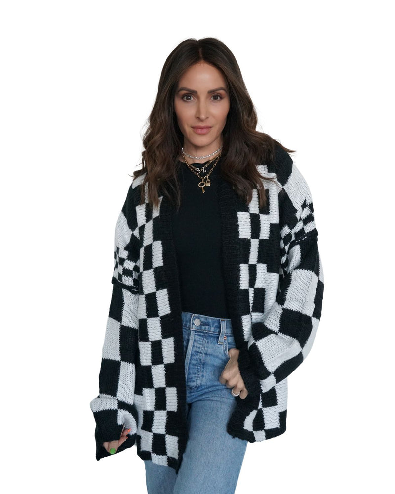 Mixed Checkered Cardigan