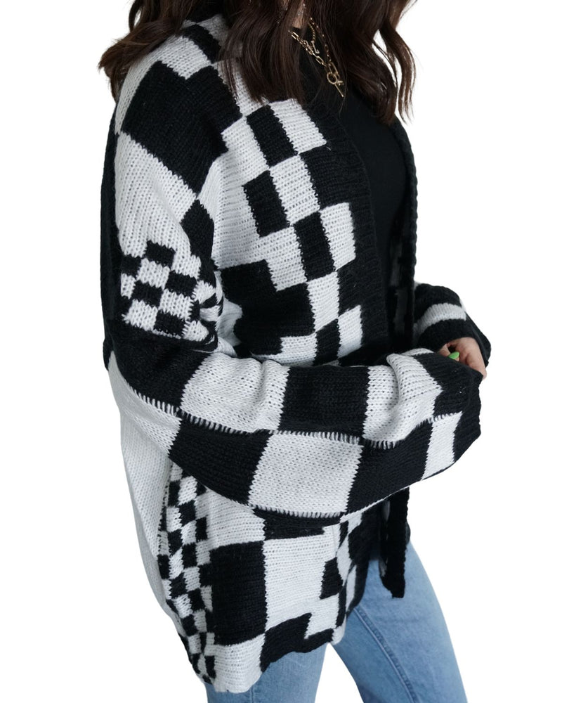 Mixed Checkered Cardigan