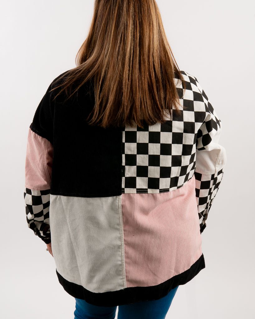 Checkered Track Jacket - Pink
