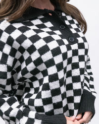 Checkered Collared Sweater - Black
