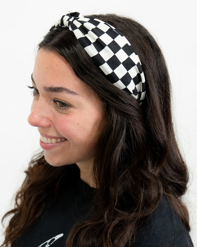 Checkered Top Knot Headband