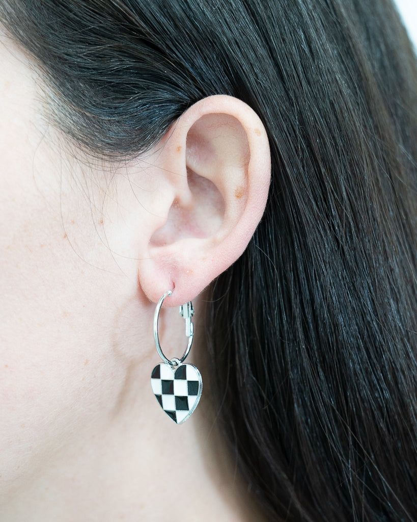 Heart Hoop Drop Earrings