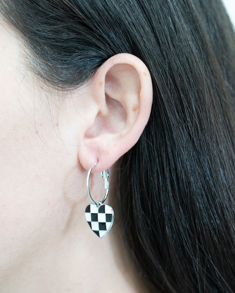 Heart Hoop Drop Earrings