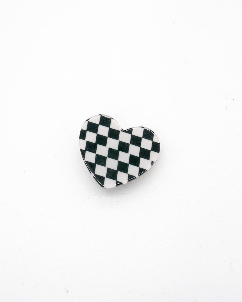 Checkered Heart Shoe Charm