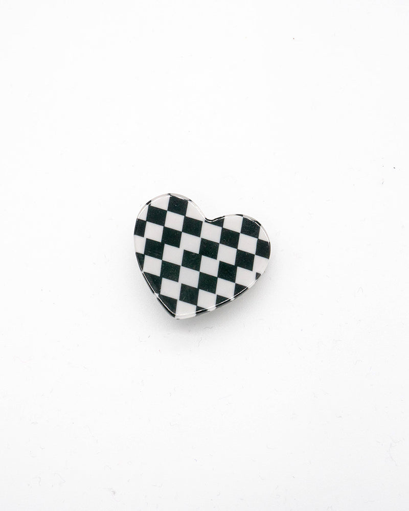 Checkered Heart Shoe Charm