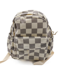 Mini Checkered Backpack - Taupe