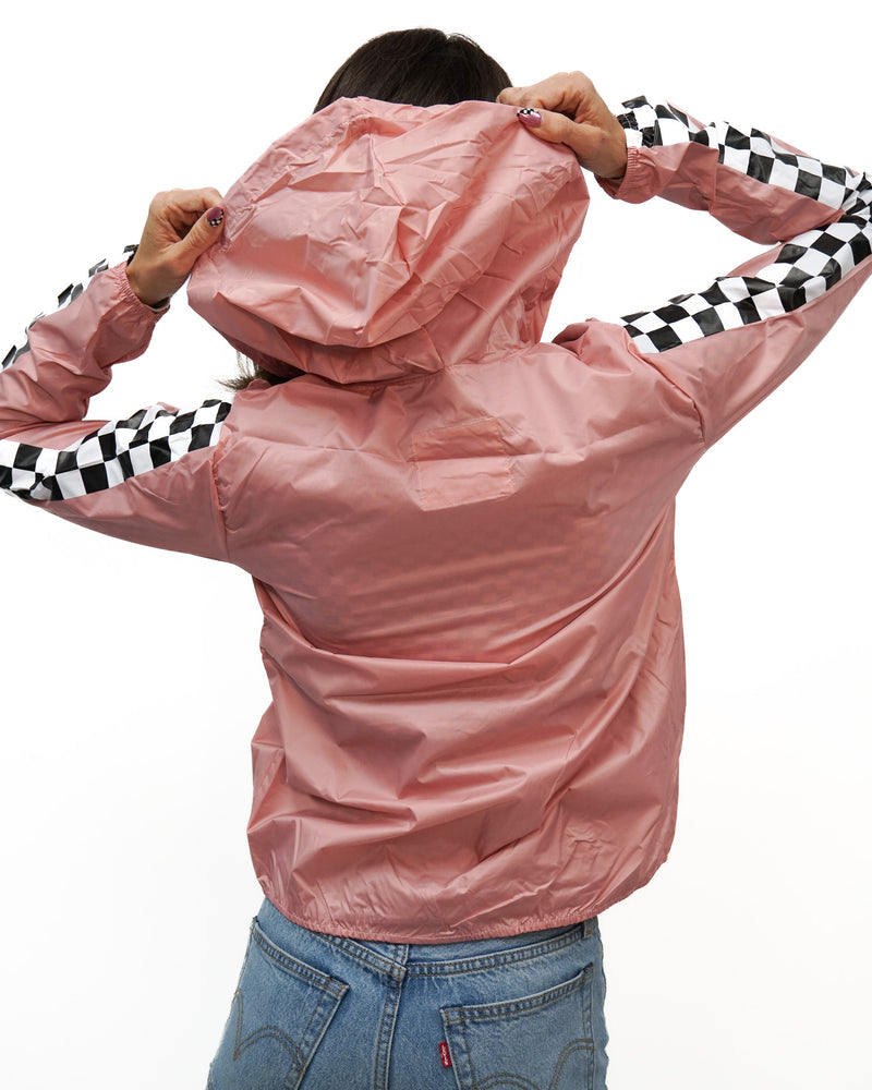 Checkered Windbreaker Jacket - Rose Pink