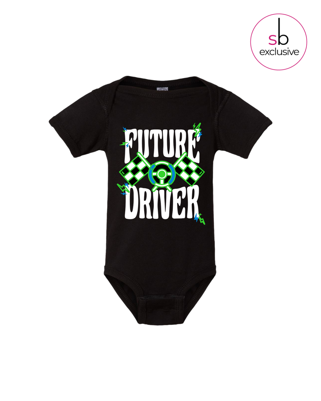 Future Driver Onesie - Black, Neon Green