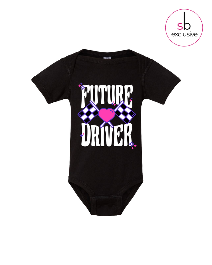 Future Driver Onesie - Black, Pink