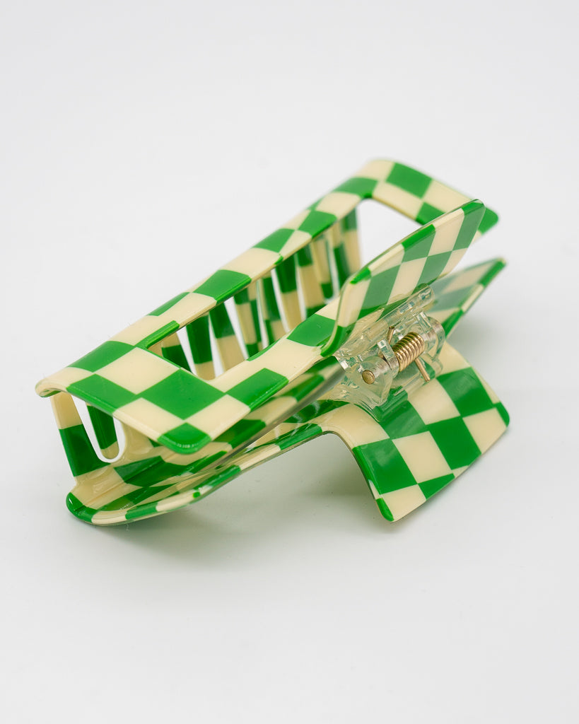 Checkered Claw Clip - Green