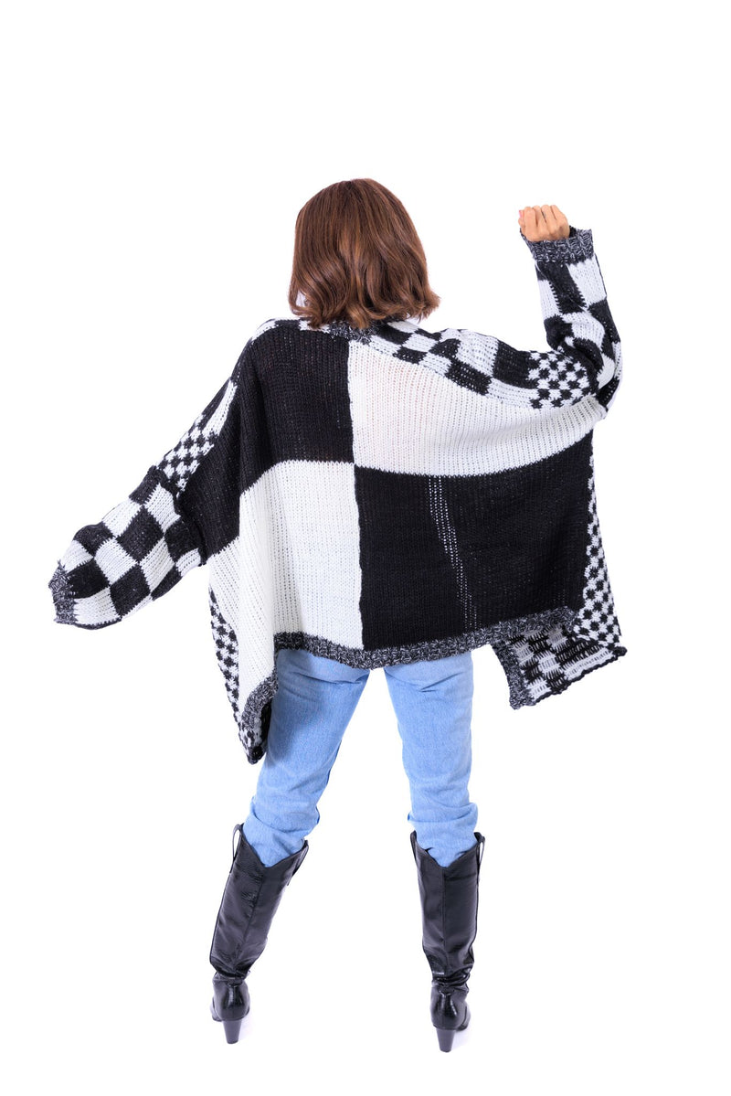 Mixed Checkered Cardigan