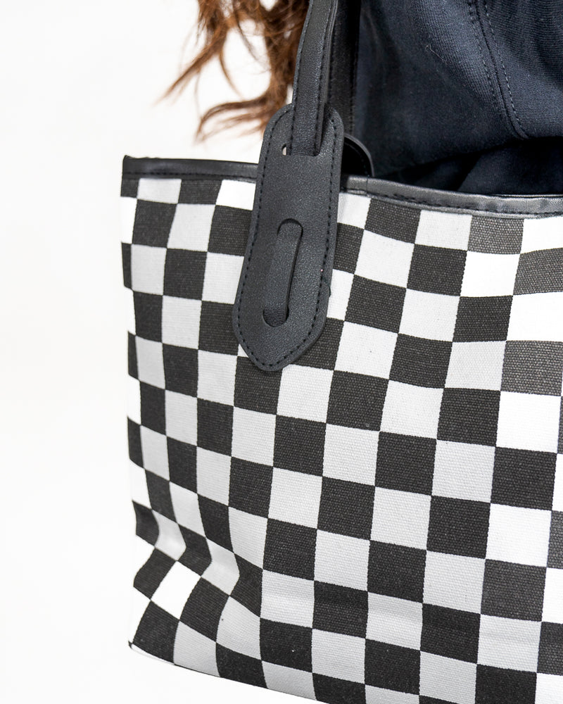 On the Grid Checkered Tote