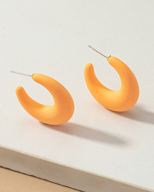 Puffy Hoop Earrings - Orange