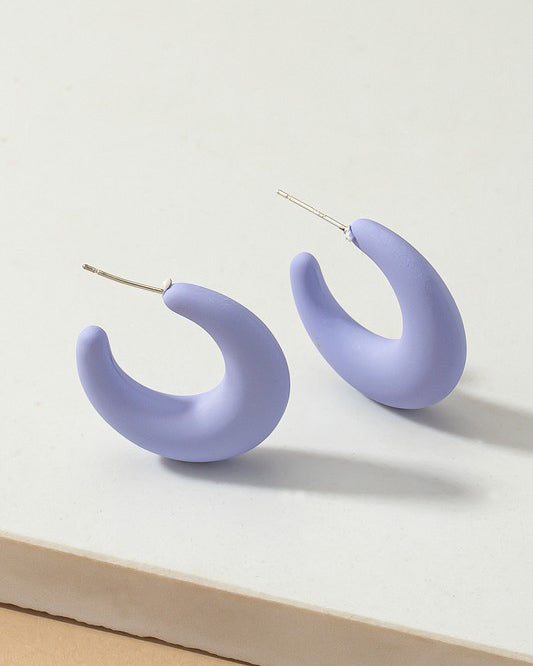 Puffy Hoop Earrings - Lavender