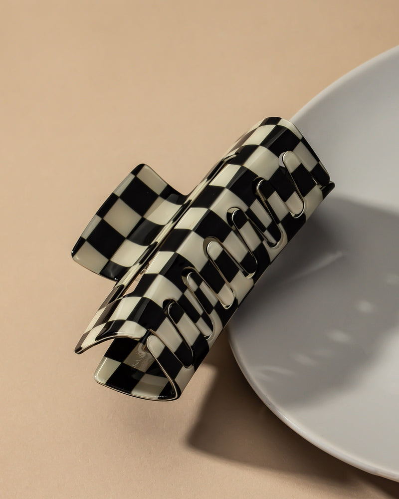 Checkered Claw Clip - Black