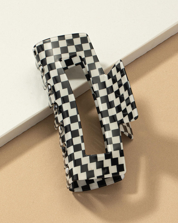 Checkered Claw Clip - Black Mini Check