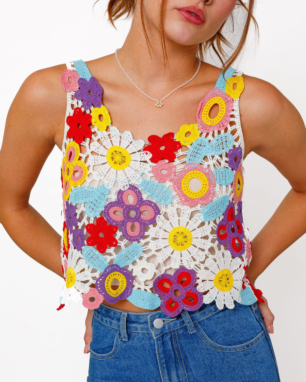 Floral store crochet top