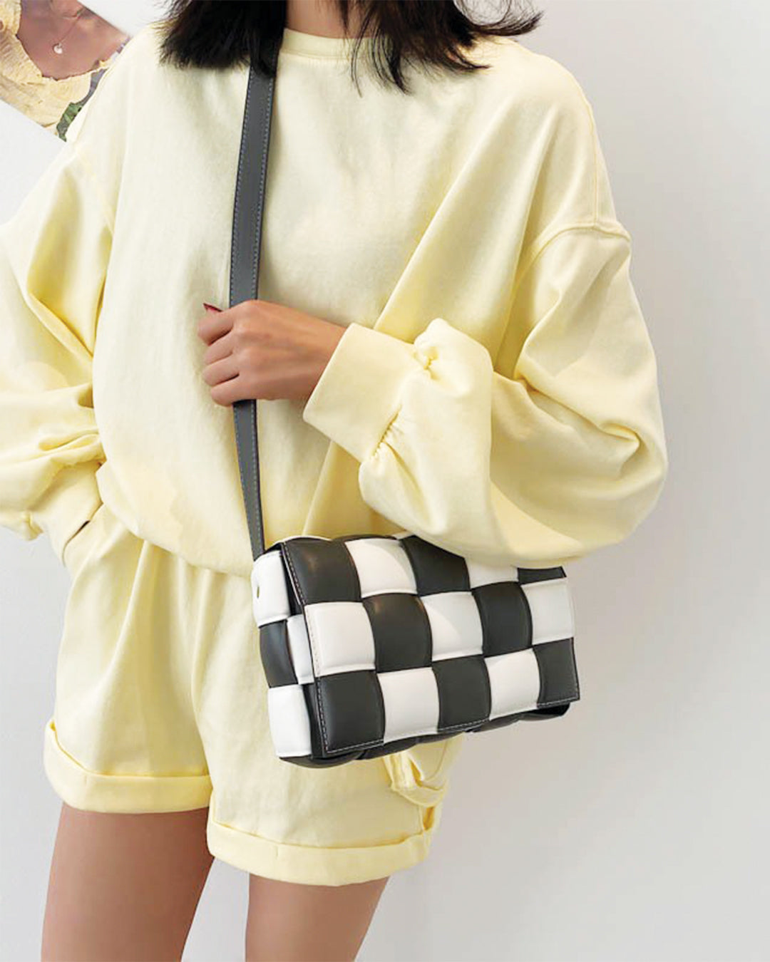 Checkered cross hot sale body bag