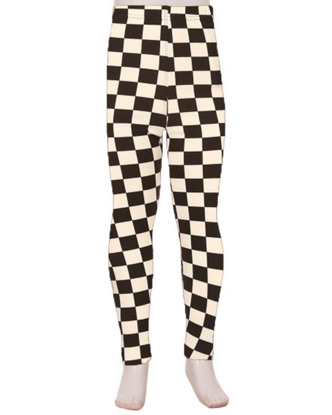 Chasing Checkers Youth Leggings - White