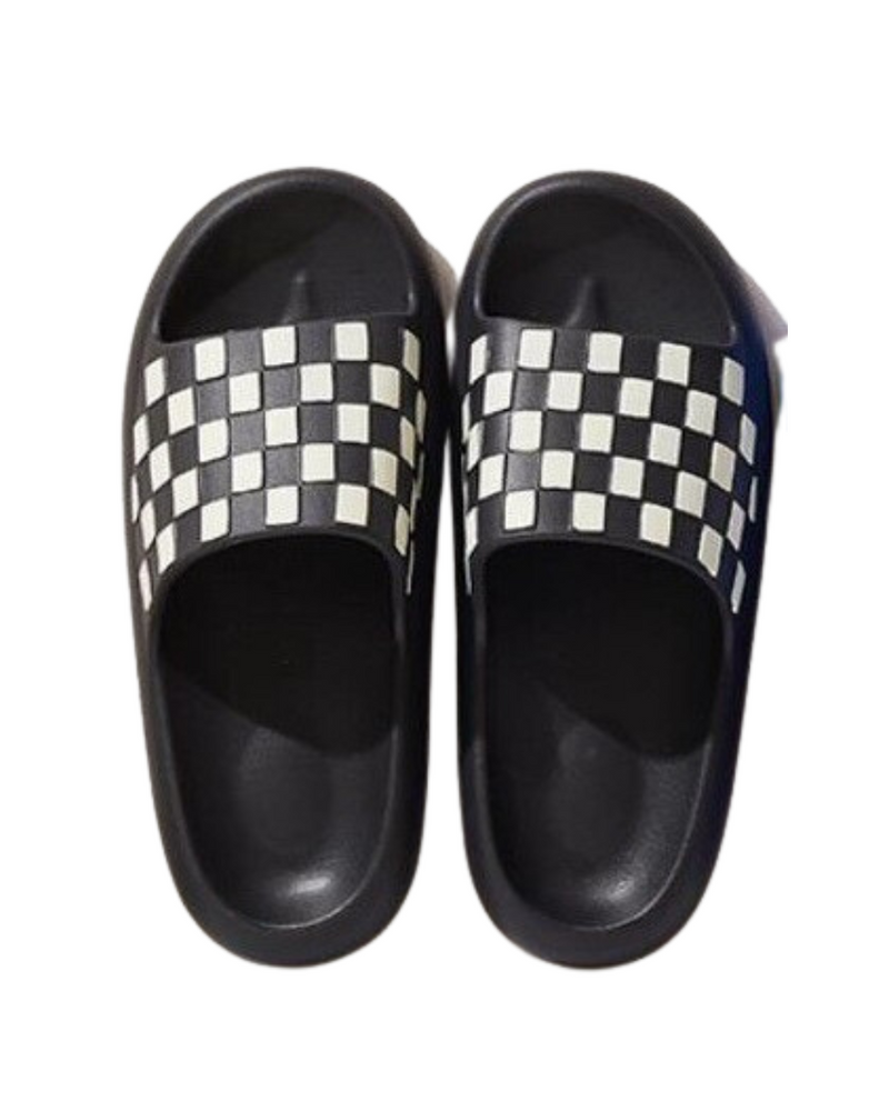 Checkered Slides - Black