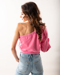 Savannah One Shoulder Sweatshirt - Pink
