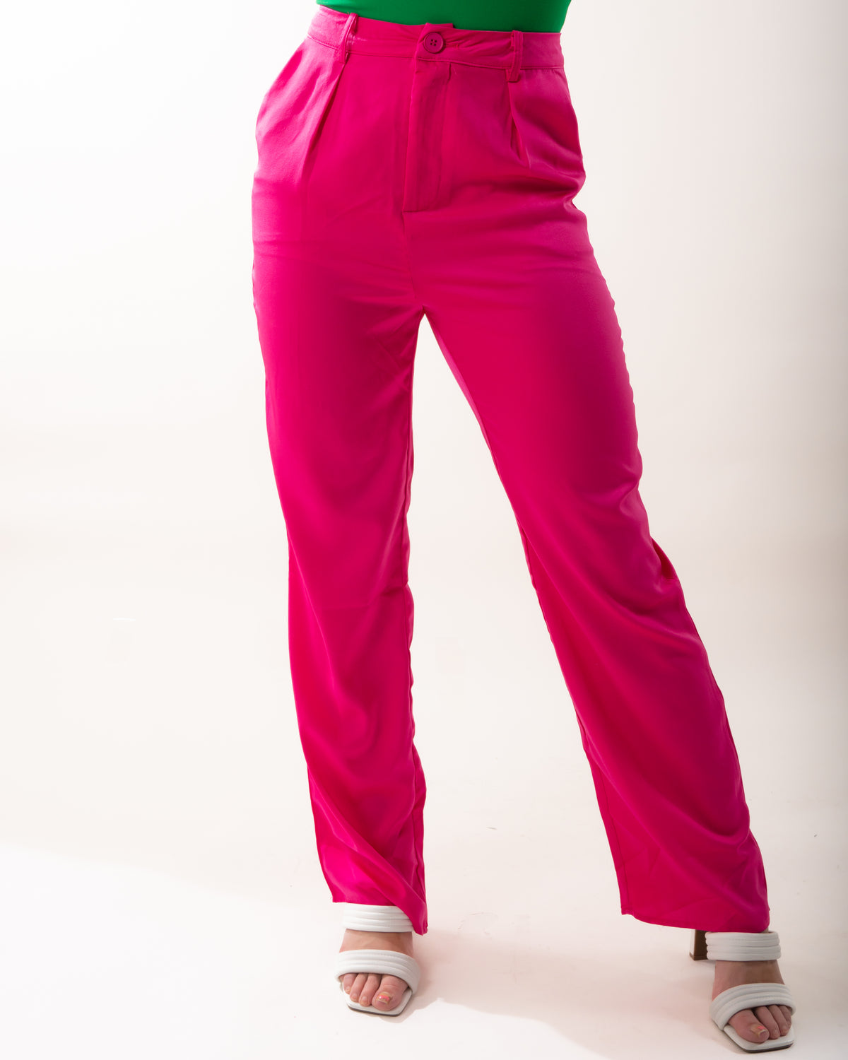 Pink Satin Wide Leg Trousers