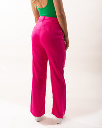 Pink Satin Wide Leg Trousers