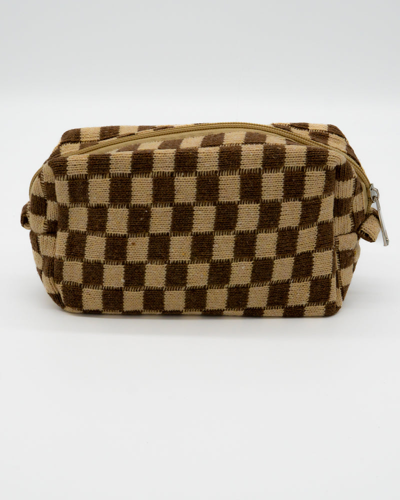 Checkered Pouch - Brown