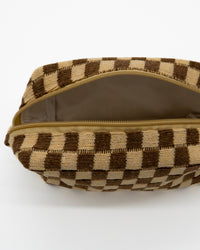Checkered Pouch - Brown
