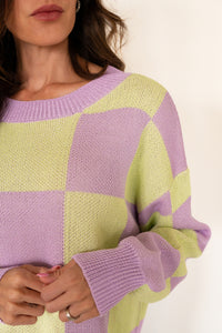 Lilac Checkered Sweater
