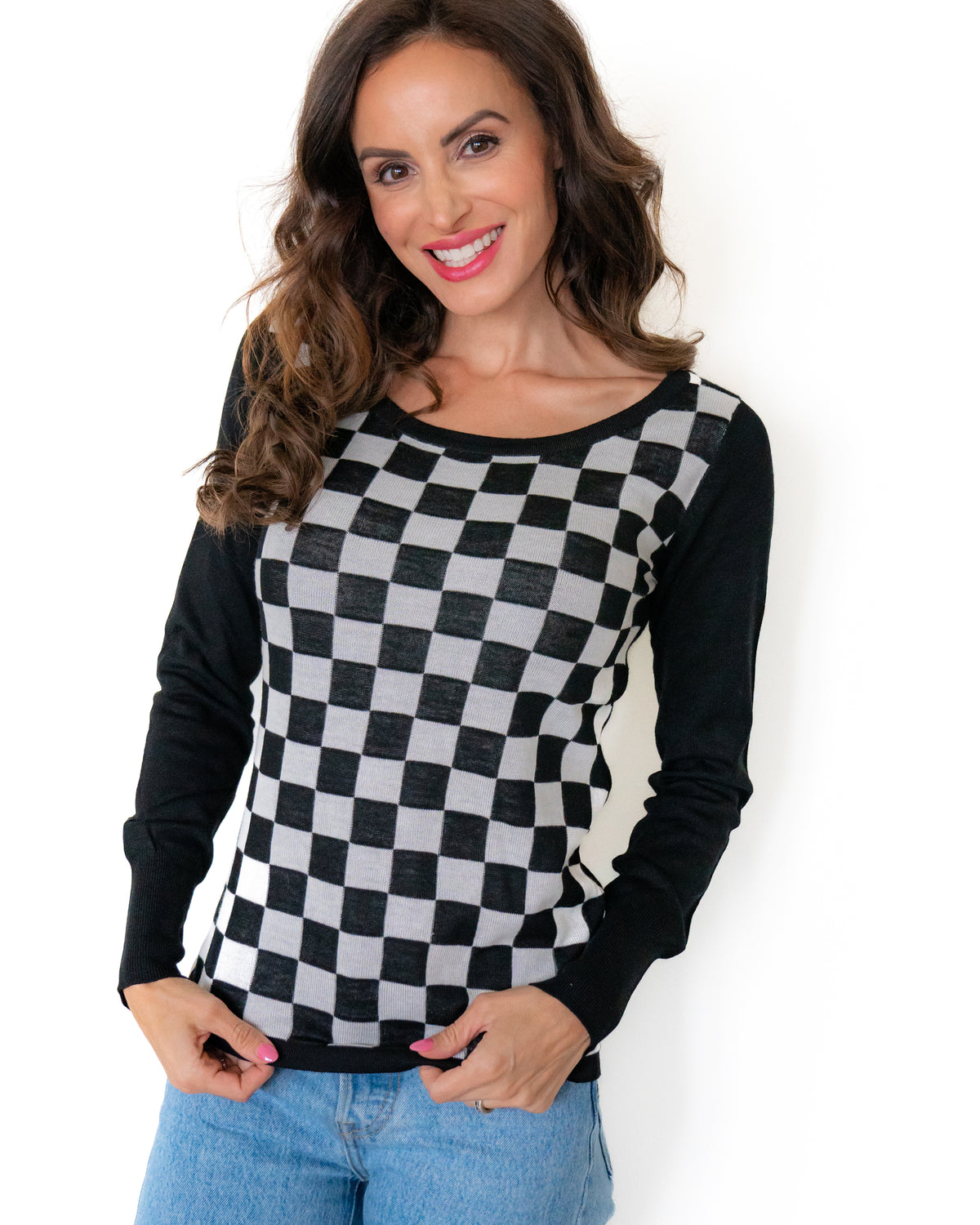 Race Ready Checkered Knit Top
