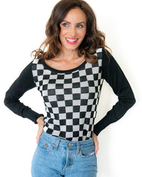 Race Ready Checkered Knit Top