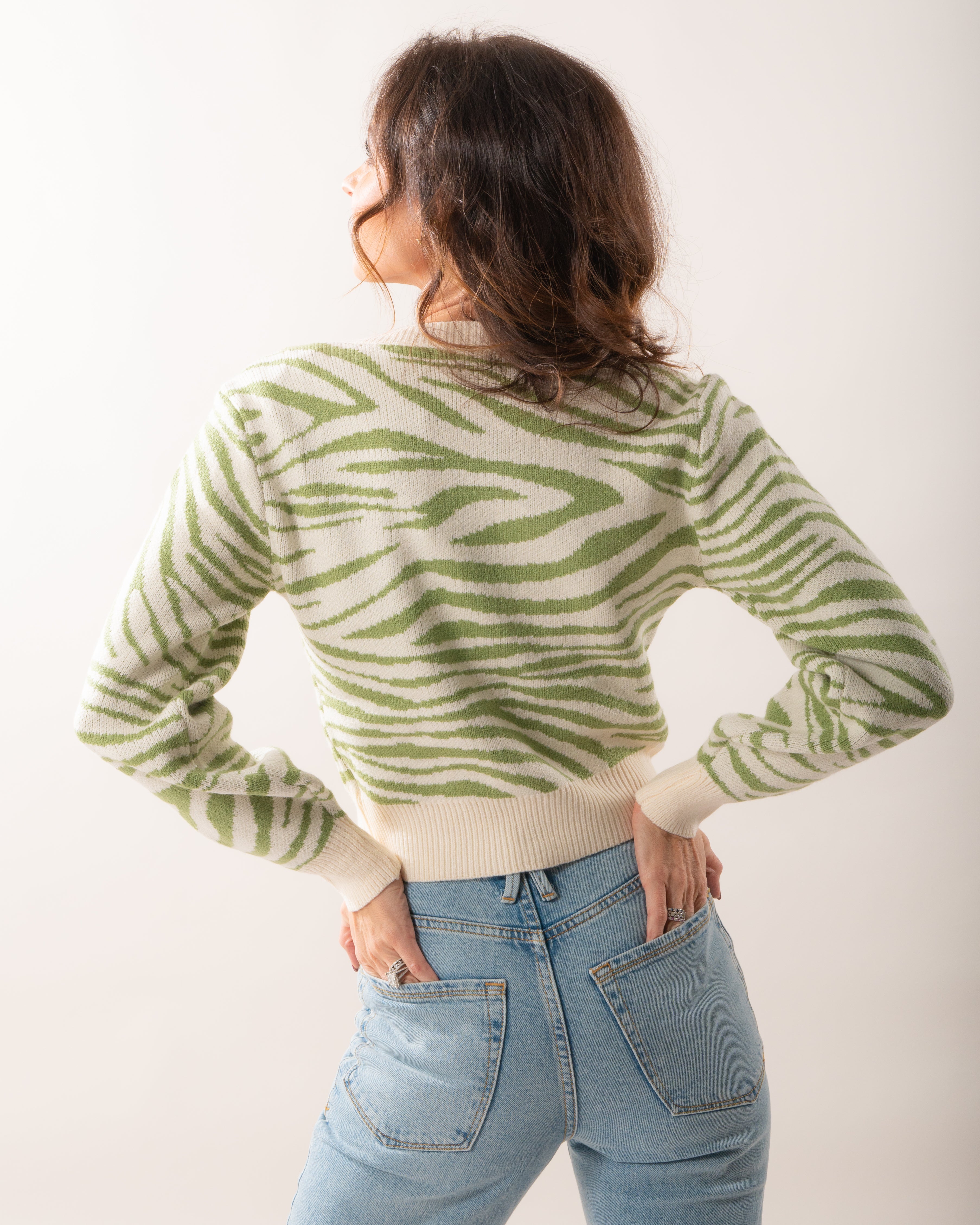 Kinsey Zebra Cardigan - Green – shop samantha busch