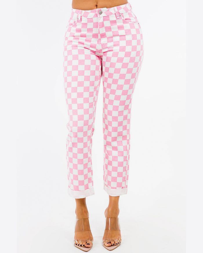 Fast & Fabulous Checkered Jeans