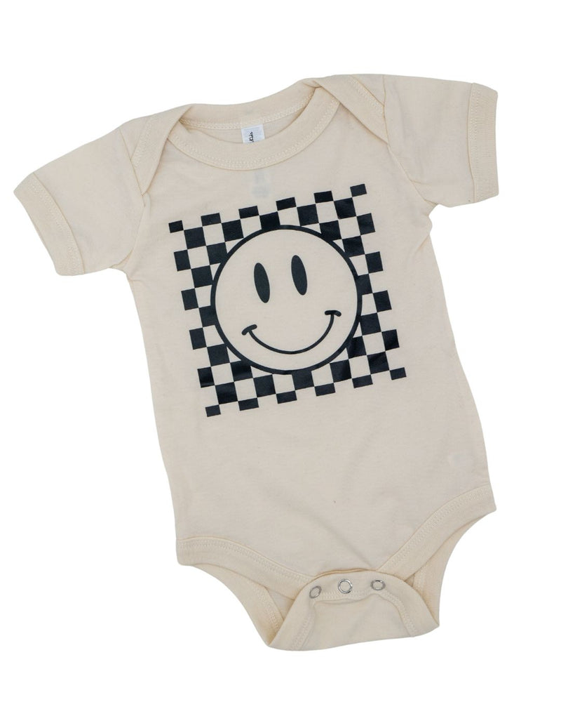 Happy Baby Checkered Onesie - Cream