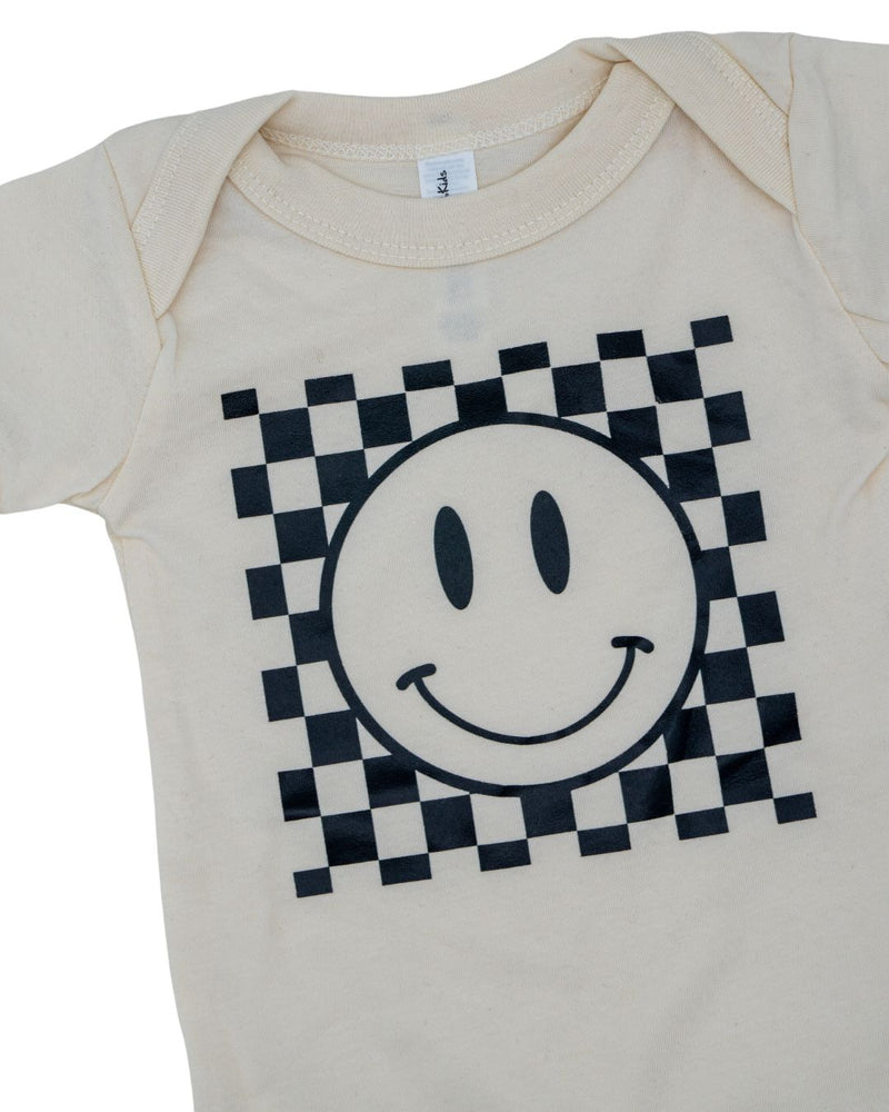 Happy Baby Checkered Onesie - Cream