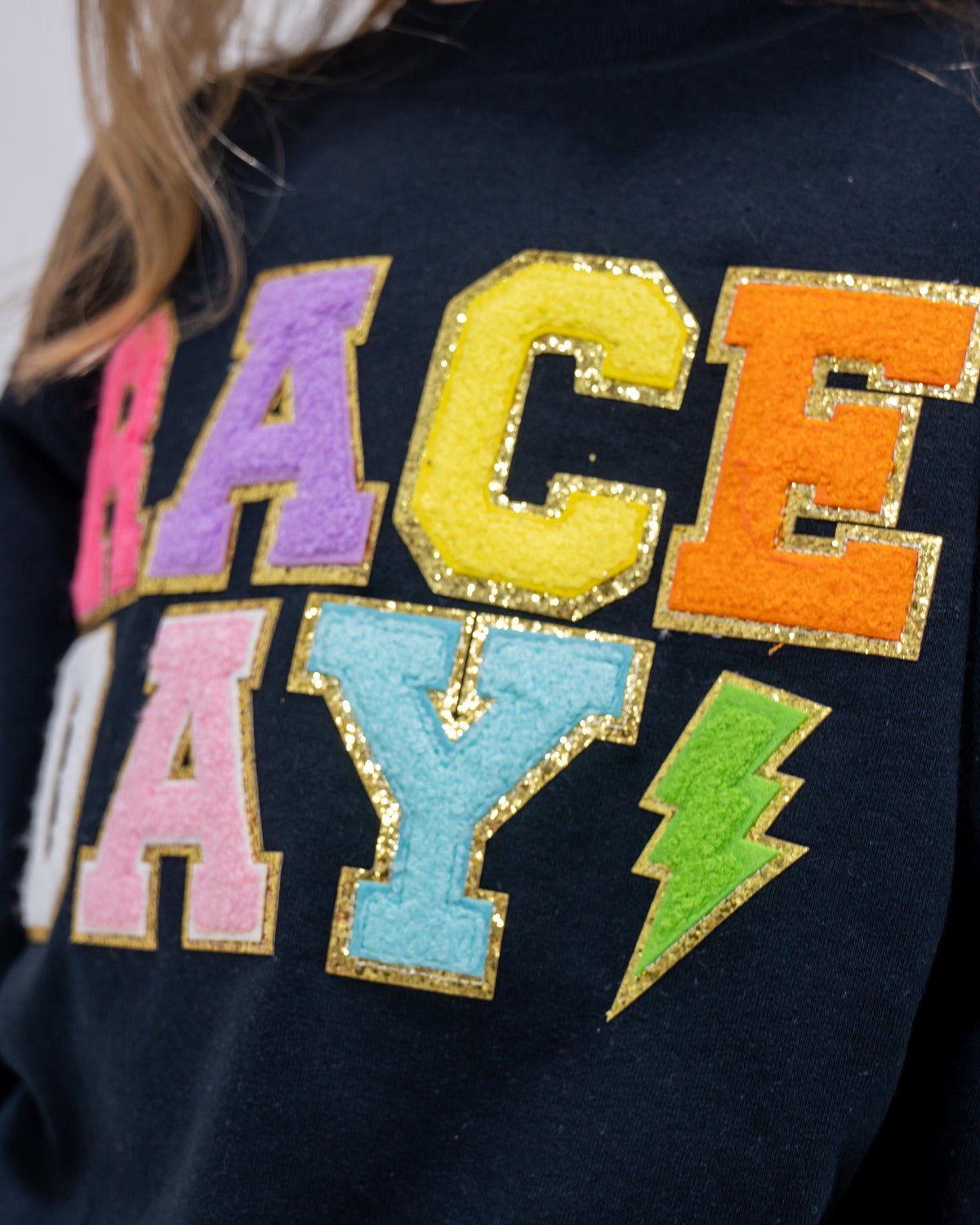 Race Day Varsity Letter Sweatshirt - Youth Black – shop samantha busch